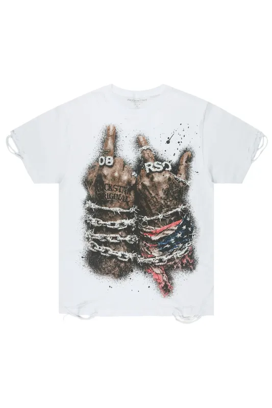 Melo White Oversized Graphic T-Shirt made by Rockstar Original