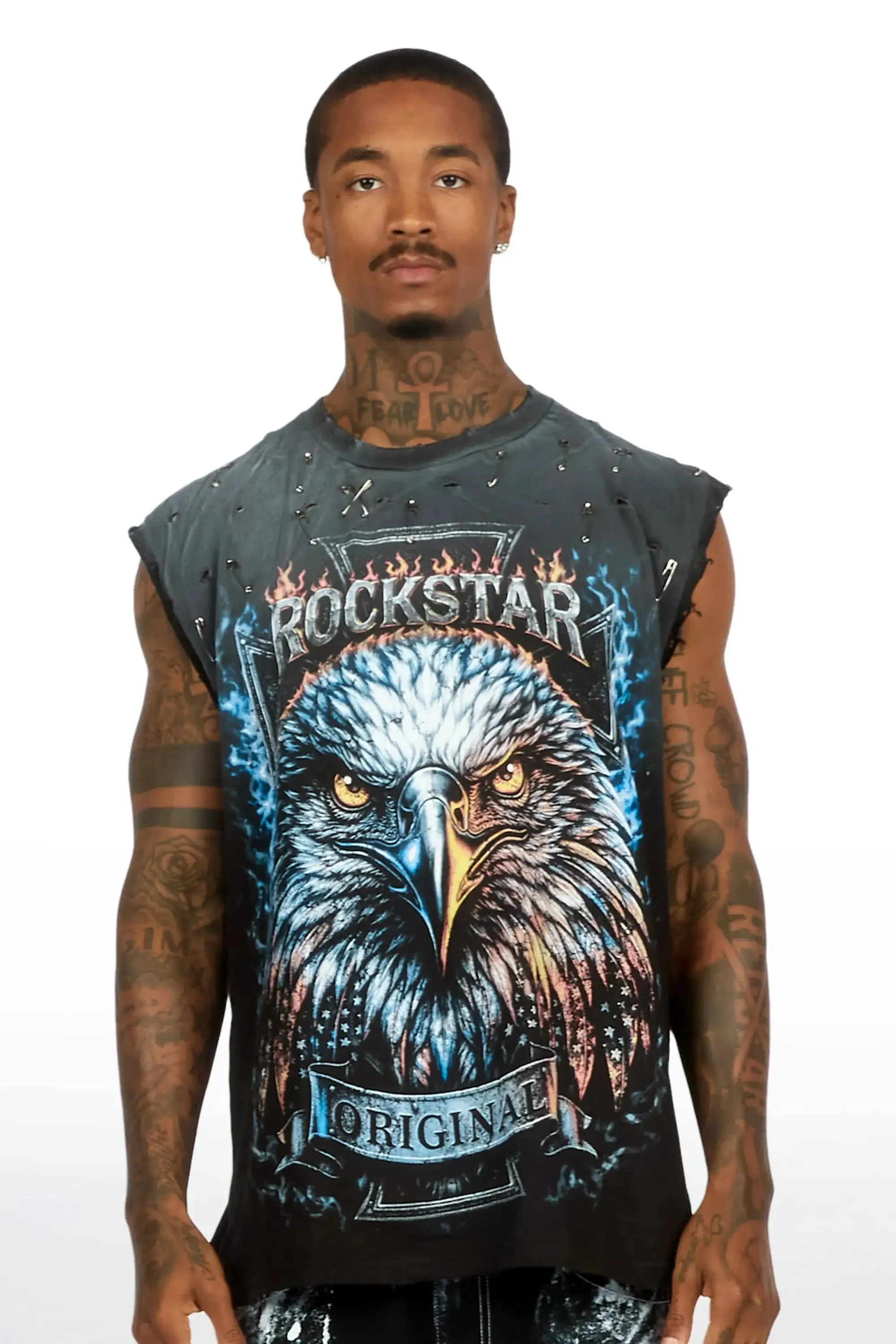 Elmore Black Oversized Cut Off T-Shirt sold by Rockstar Original product image thumbnail 2