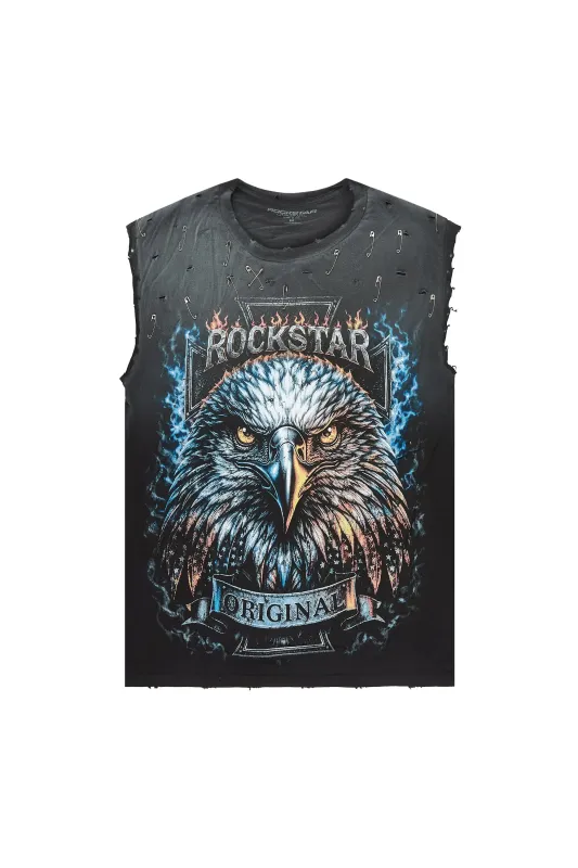 Elmore Black Oversized Cut Off T-Shirt made by Rockstar Original