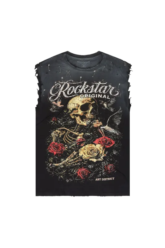 Malette Black Oversized Cut Off T-Shirt made by Rockstar Original