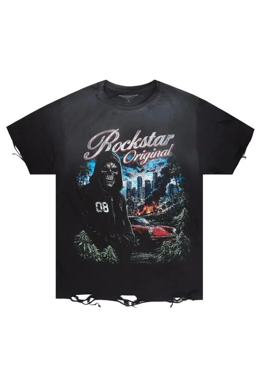 Tavian Black Oversized Graphic T-Shirt made by Rockstar Original