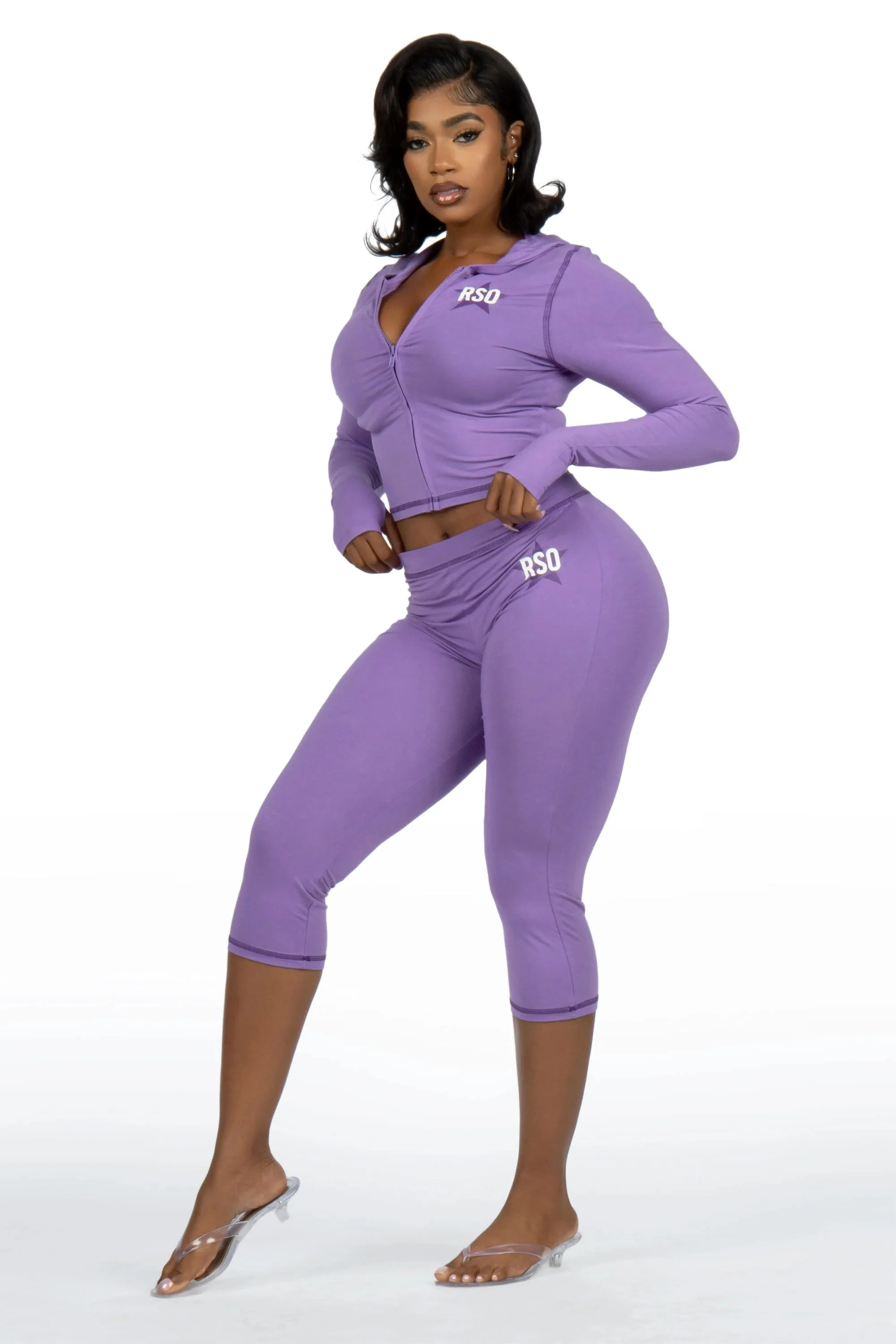 Sharina Purple Zip Up Capri Set sold by Rockstar Original product image thumbnail 3