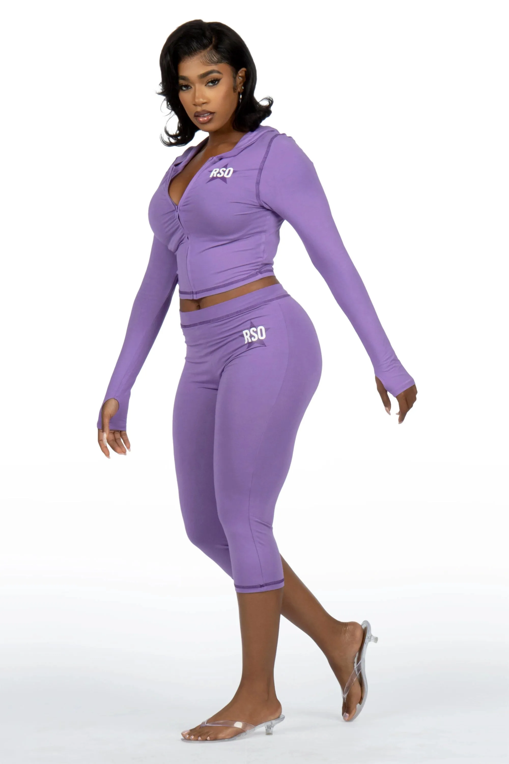 Sharina Purple Zip Up Capri Set sold by Rockstar Original product image thumbnail 5