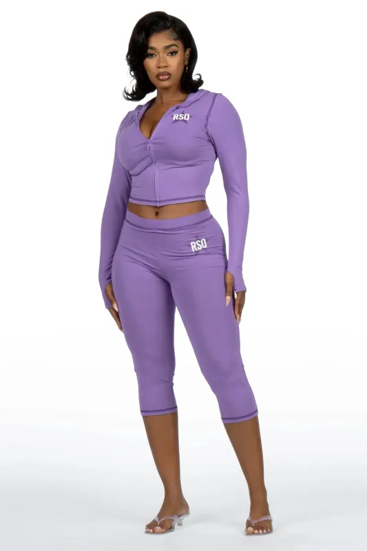 Sharina Purple Zip Up Capri Set made by Rockstar Original