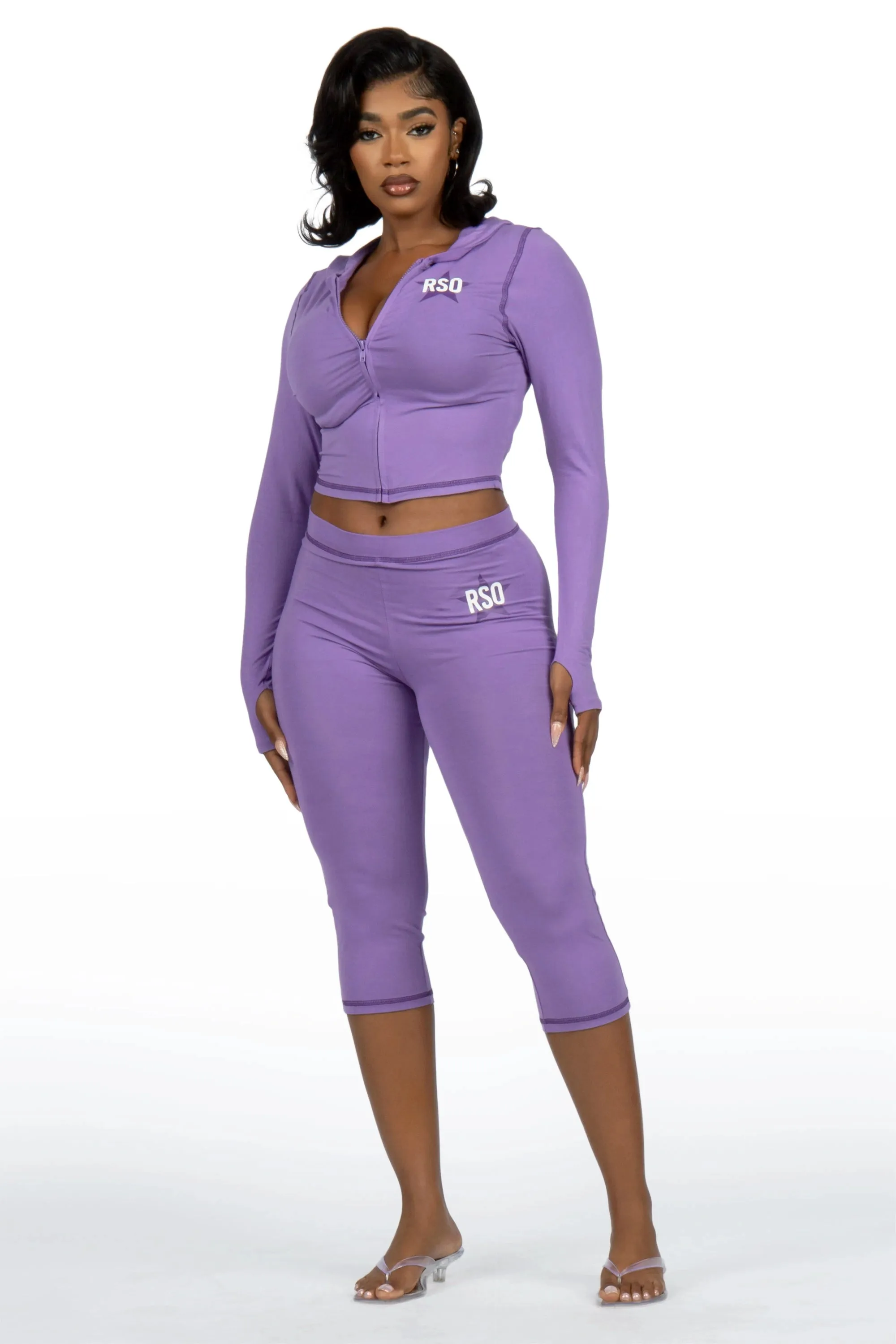 Sharina Purple Zip Up Capri Set sold by Rockstar Original