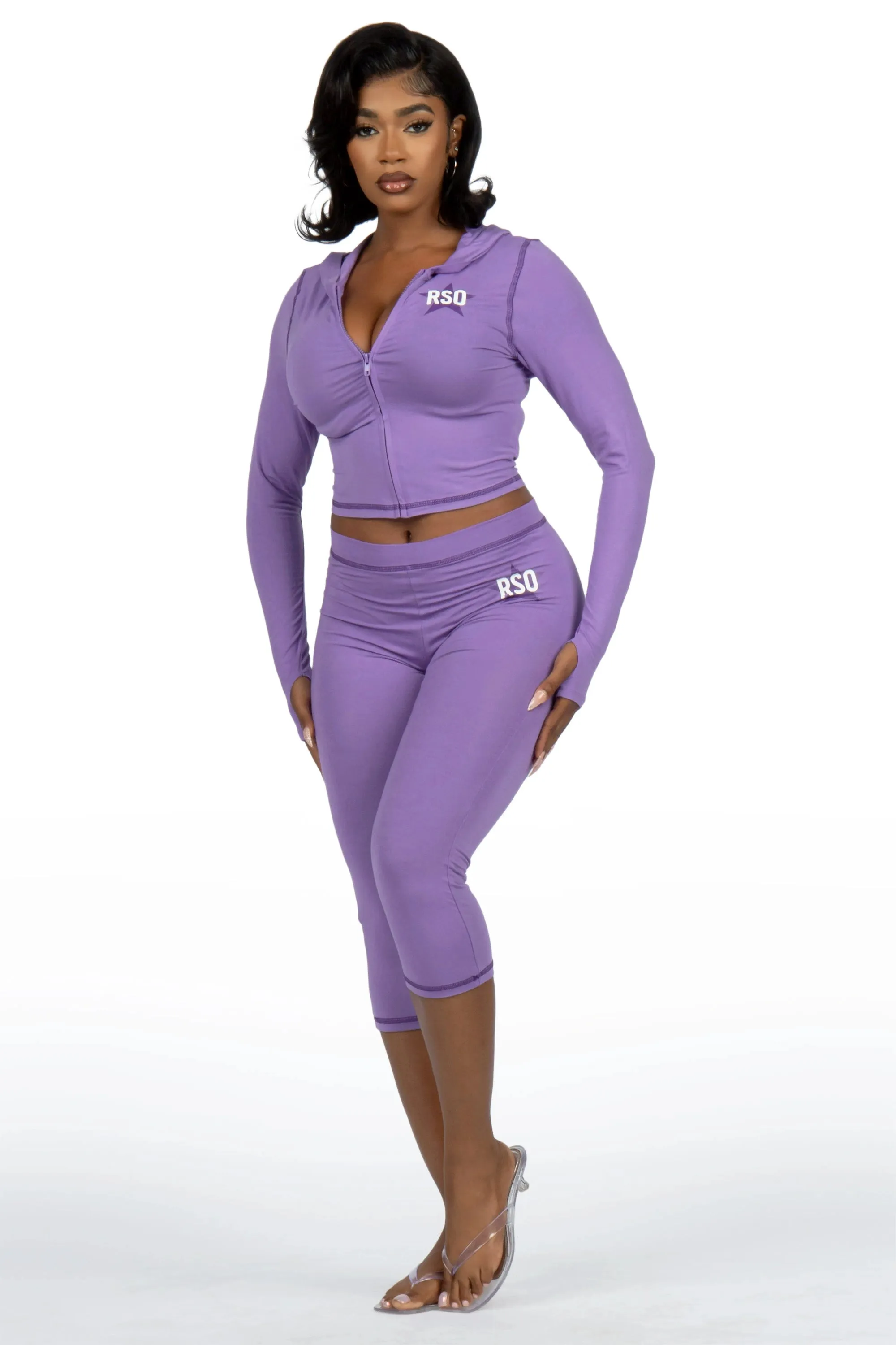 Sharina Purple Zip Up Capri Set sold by Rockstar Original product image thumbnail 2