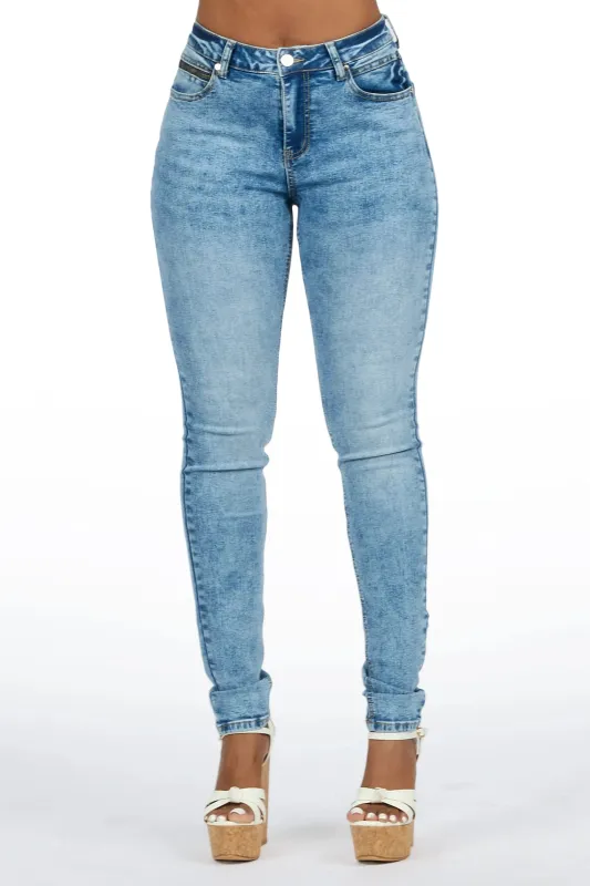 Keshona Light Wash High Rise Stretch Skinny Jean made by Rockstar Original