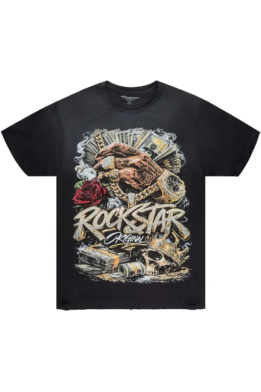 Mizzell Black Oversized Graphic T-Shirt made by Rockstar Original