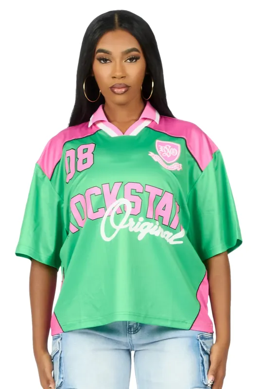 Sheanette Green/Pink Graphic Jersey made by Rockstar Original