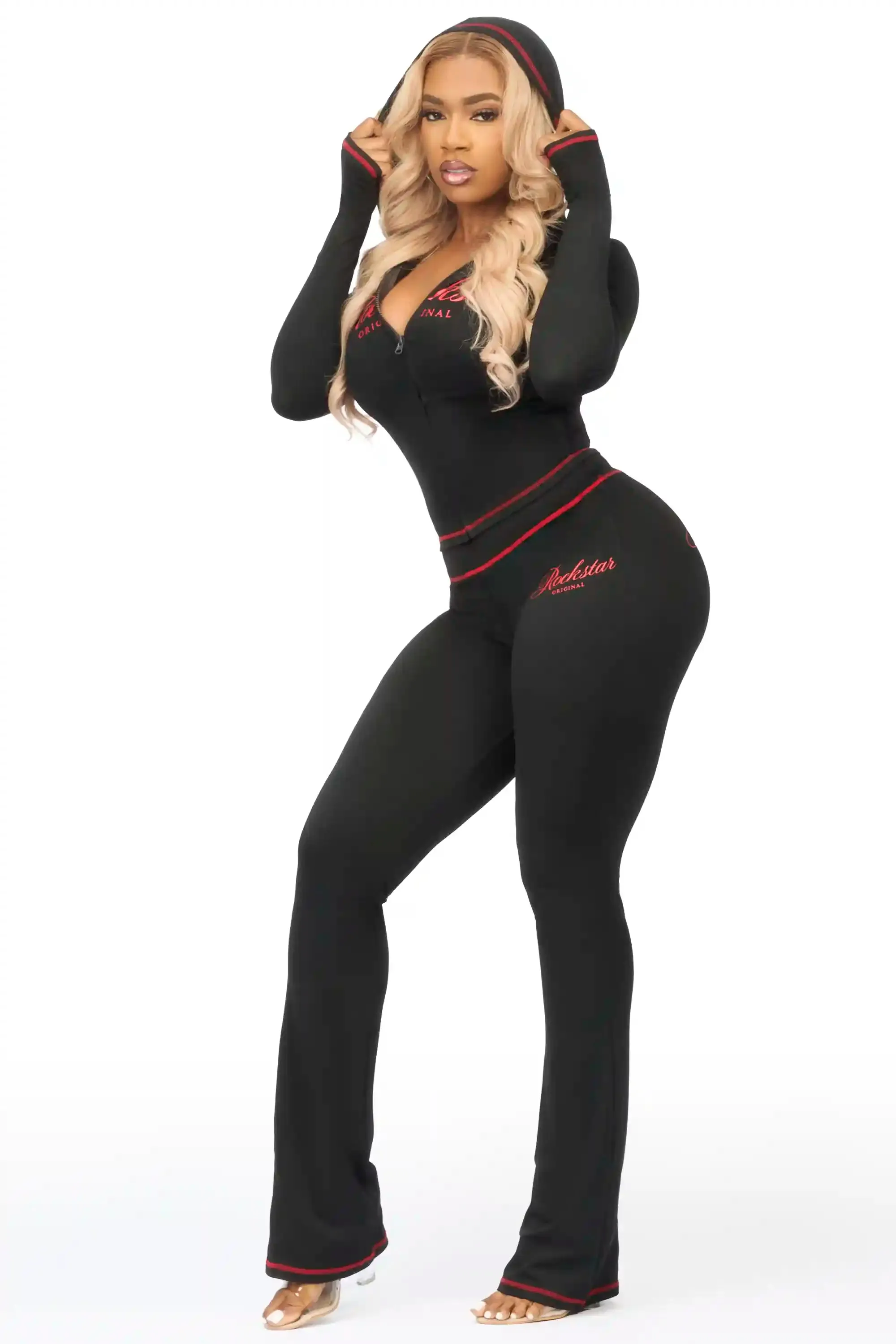 Arzena Black/Red Zip Up Lounge Track Set sold by Rockstar Original product image thumbnail 5