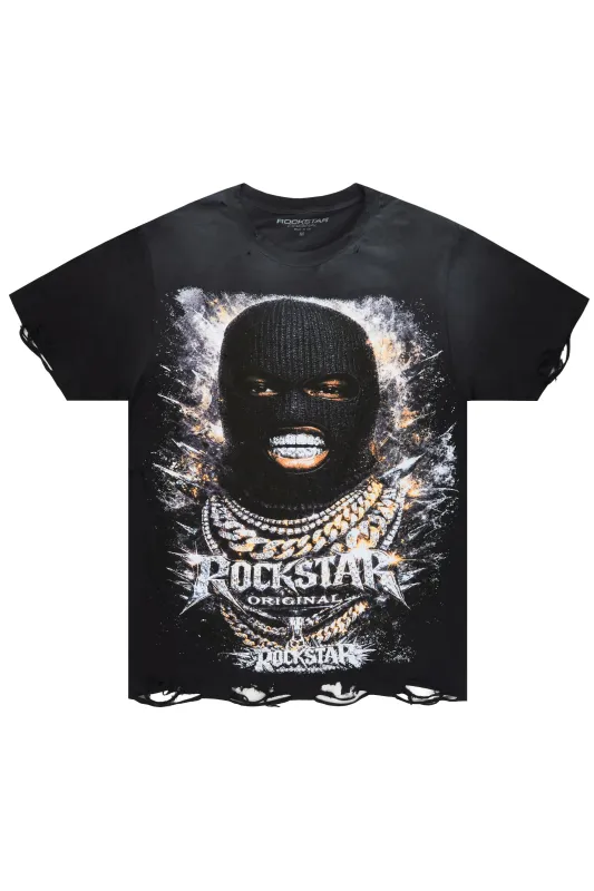 Grimosa Black Oversized Graphic T-Shirt made by Rockstar Original