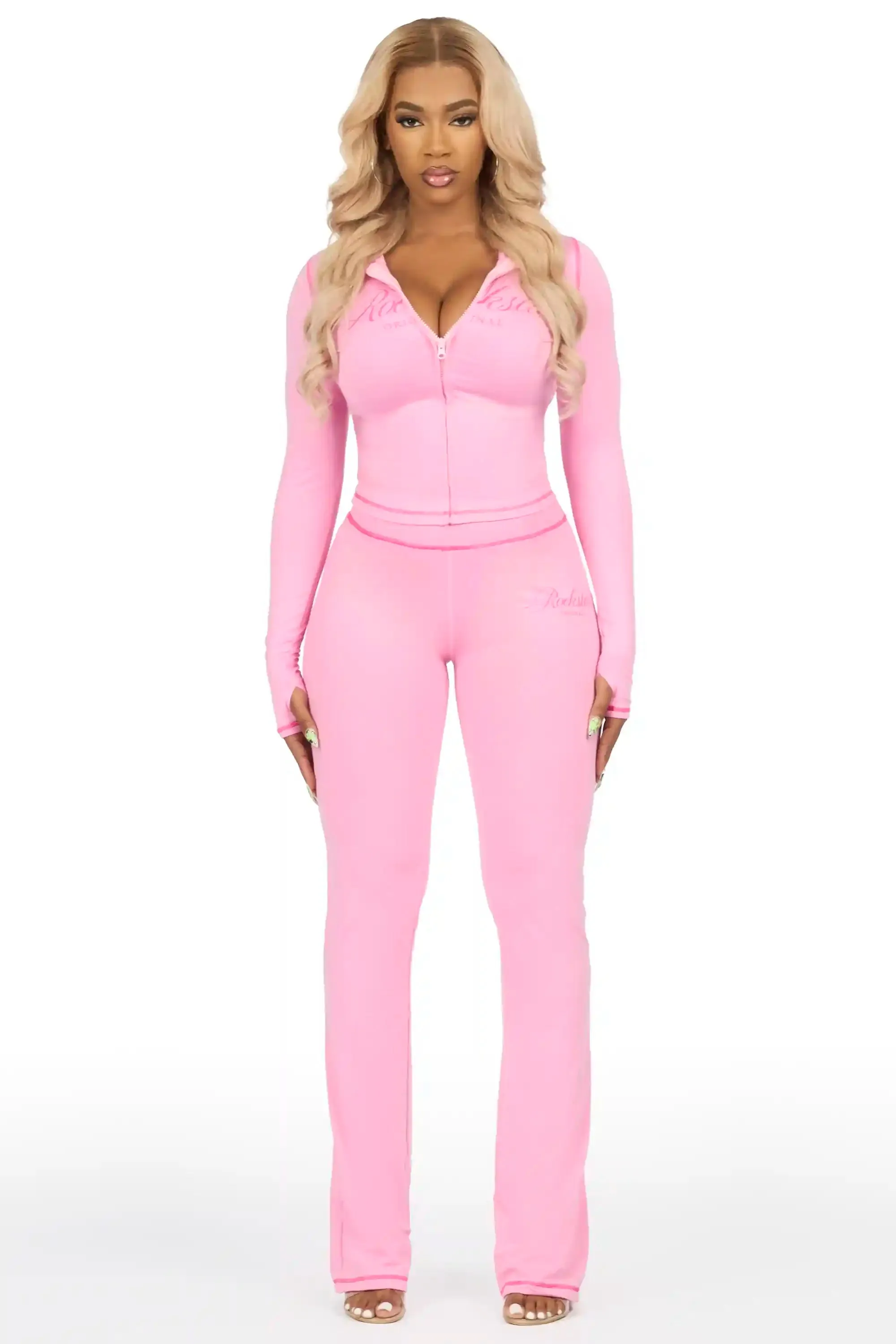 Arzena Pink/Pink Zip Up Lounge Track Set sold by Rockstar Original product image thumbnail 2