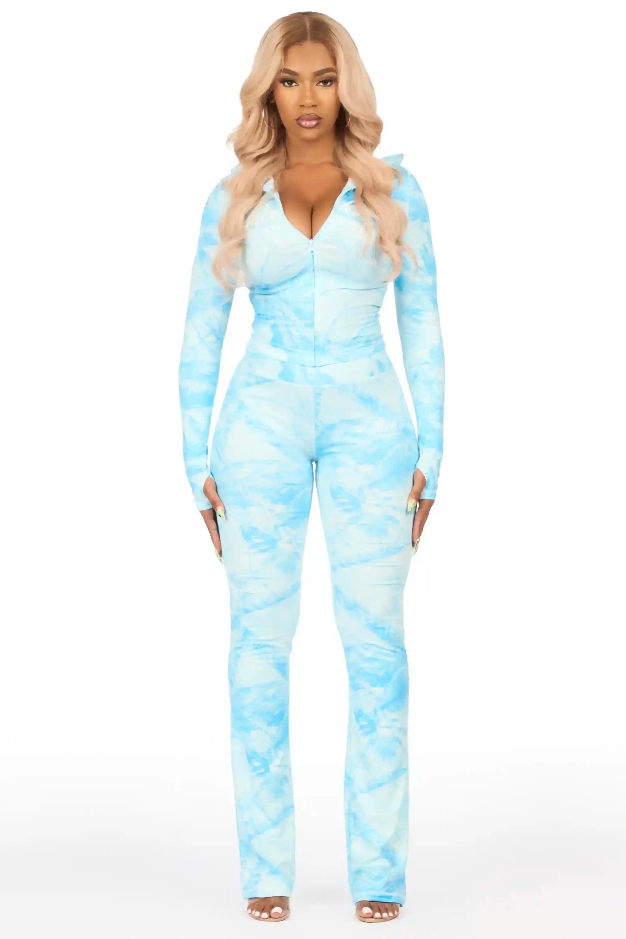 Arzena Blue Tree Camo Zip Up Lounge Track Set sold by Rockstar Original product image thumbnail 2