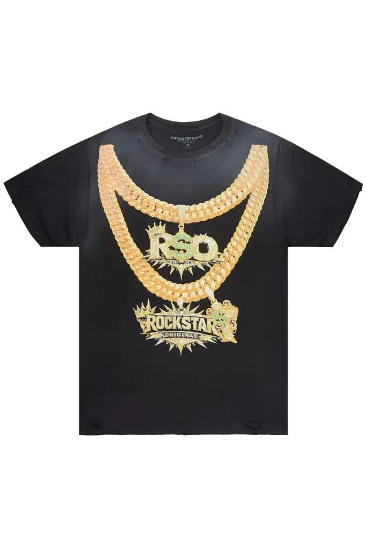 Keah Black Oversized Graphic T-Shirt made by Rockstar Original