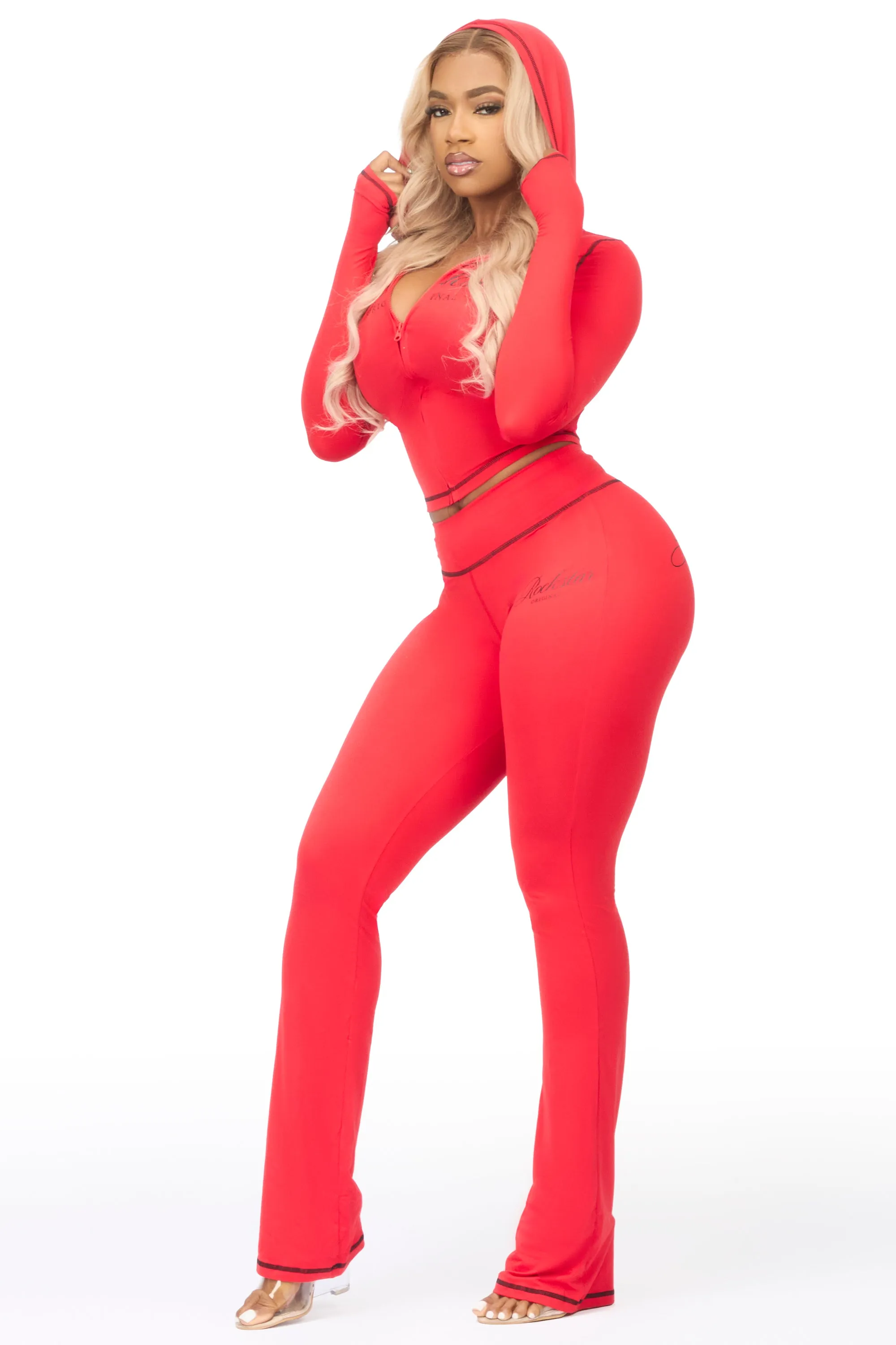 Arzena Red/Black Zip Up Lounge Track Set sold by Rockstar Original product image thumbnail 2