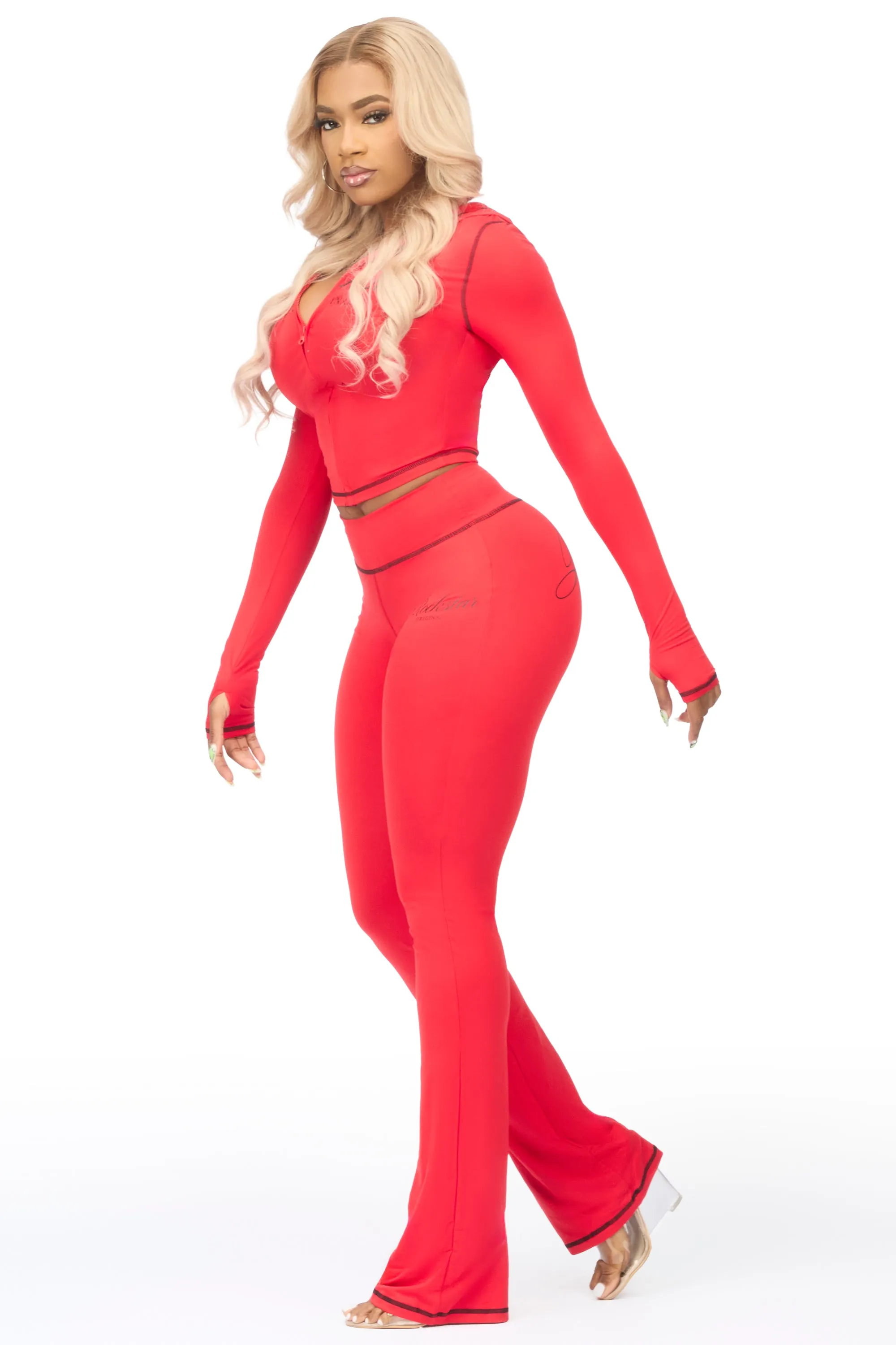 Arzena Red/Black Zip Up Lounge Track Set sold by Rockstar Original product image thumbnail 3
