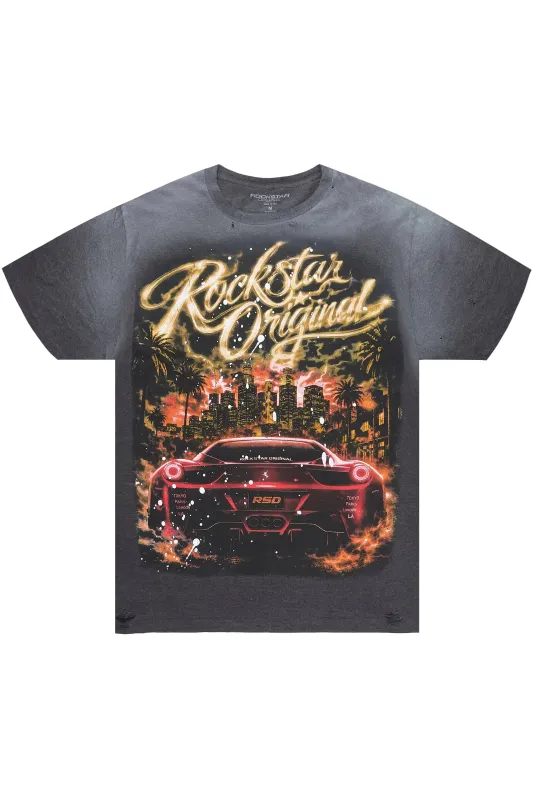 Ghini Charcoal Oversized Graphic T-Shirt made by Rockstar Original
