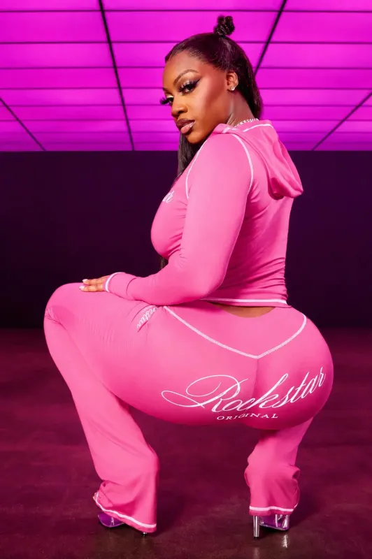 Arzena Pink Zip Up Lounge Track Set made by Rockstar Original