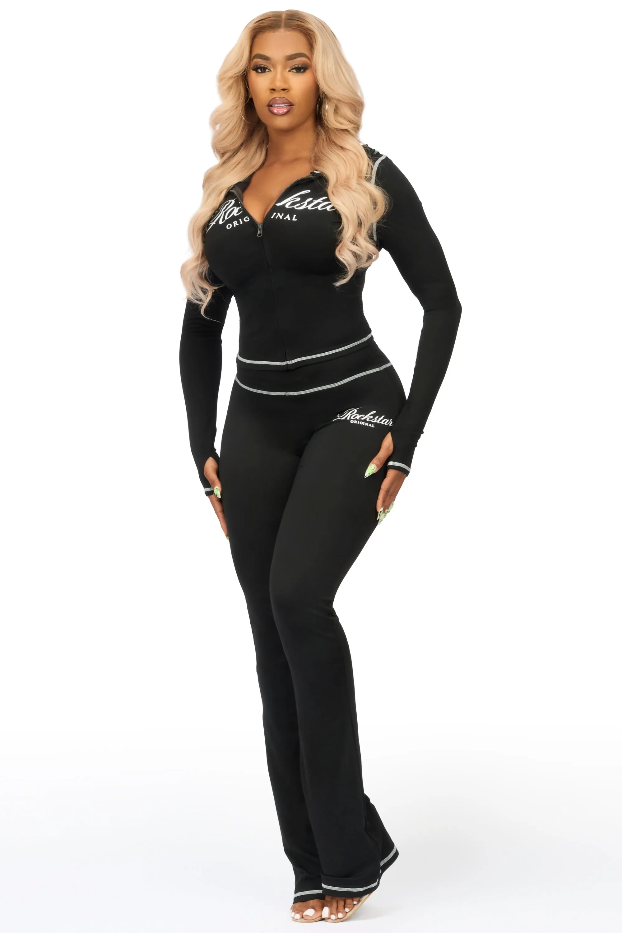 Arzena Black Zip Up Lounge Track Set sold by Rockstar Original product image thumbnail 2