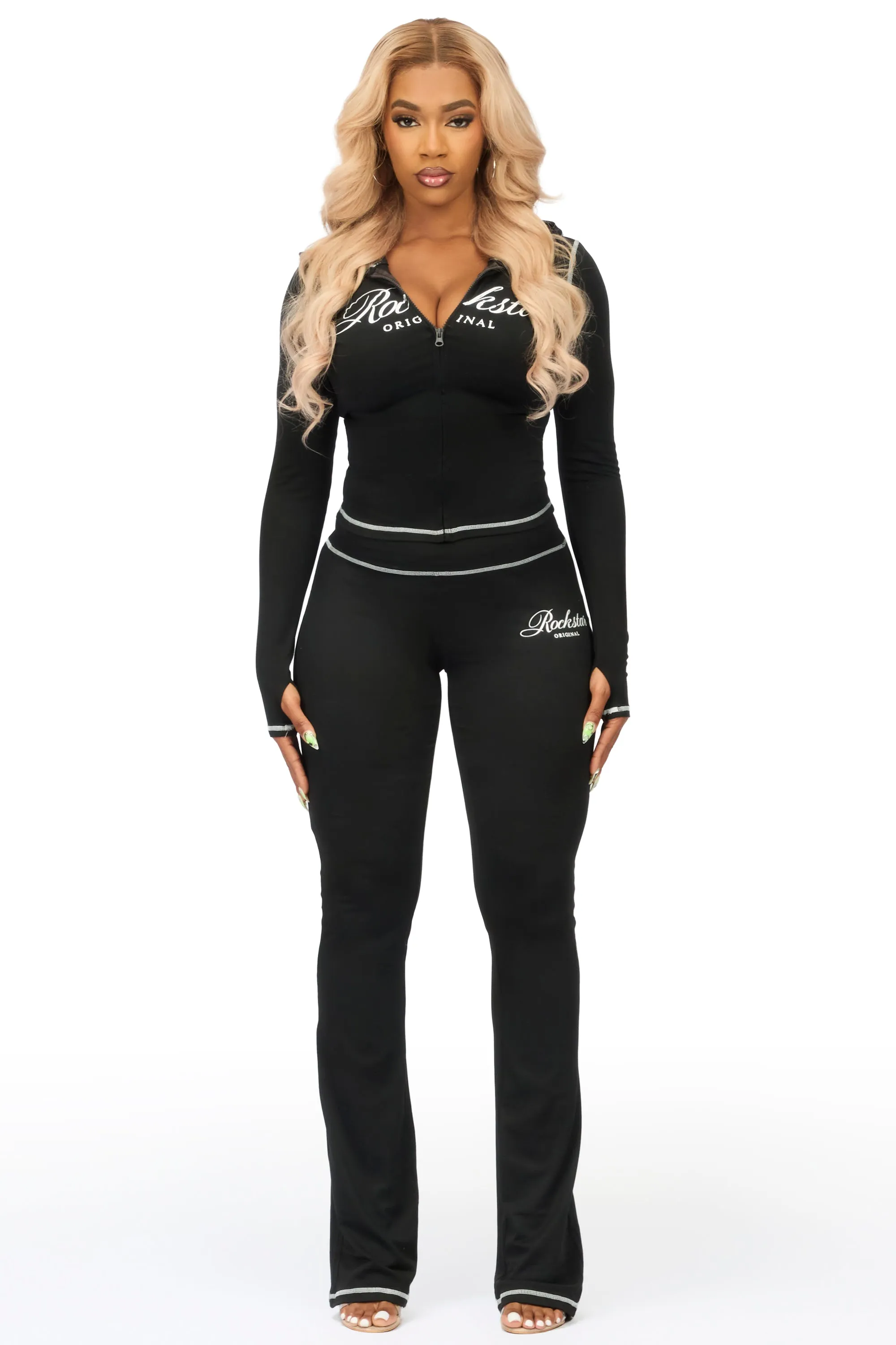 Arzena Black Zip Up Lounge Track Set sold by Rockstar Original product image thumbnail 3
