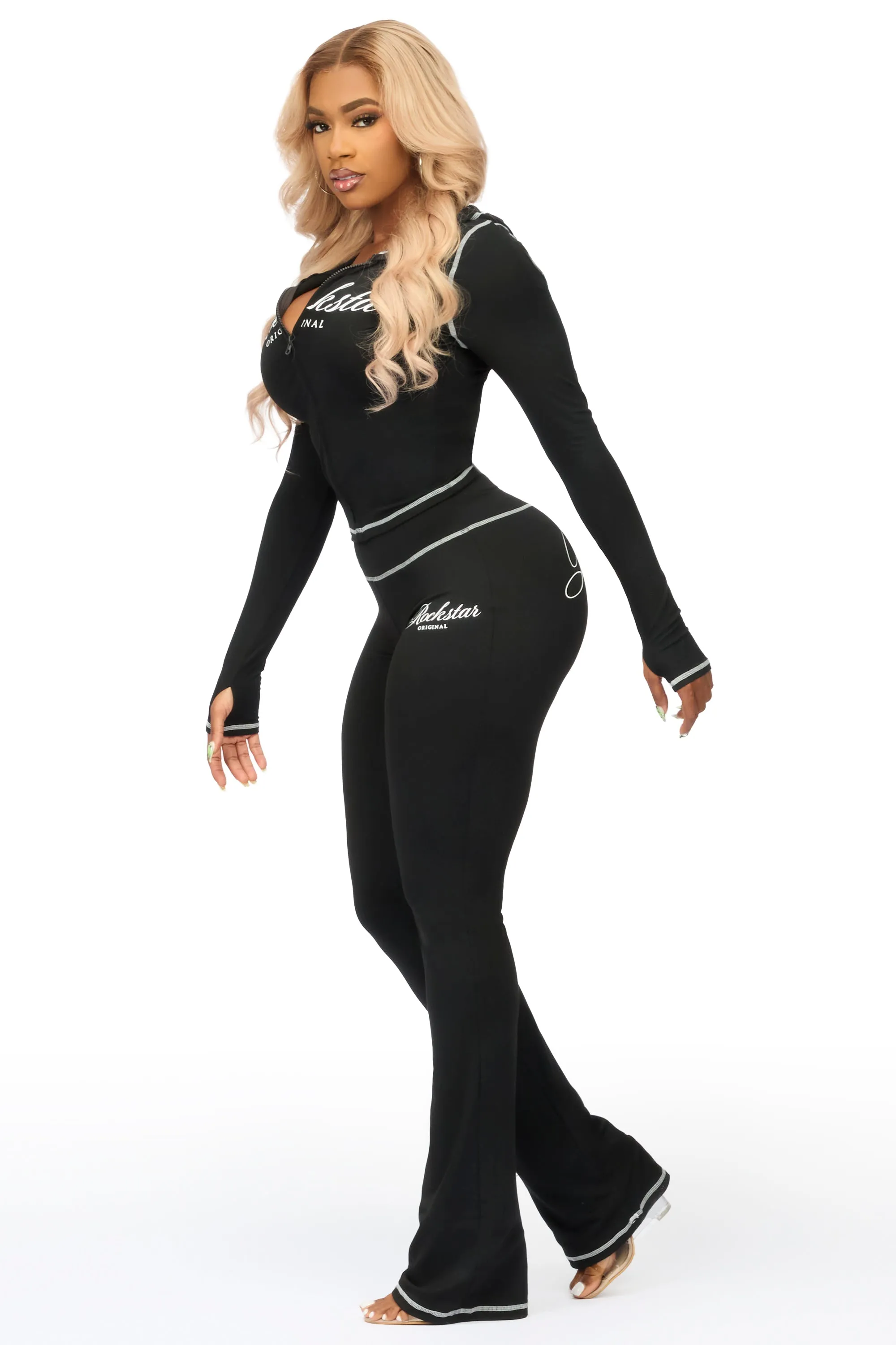 Arzena Black Zip Up Lounge Track Set sold by Rockstar Original product image thumbnail 4