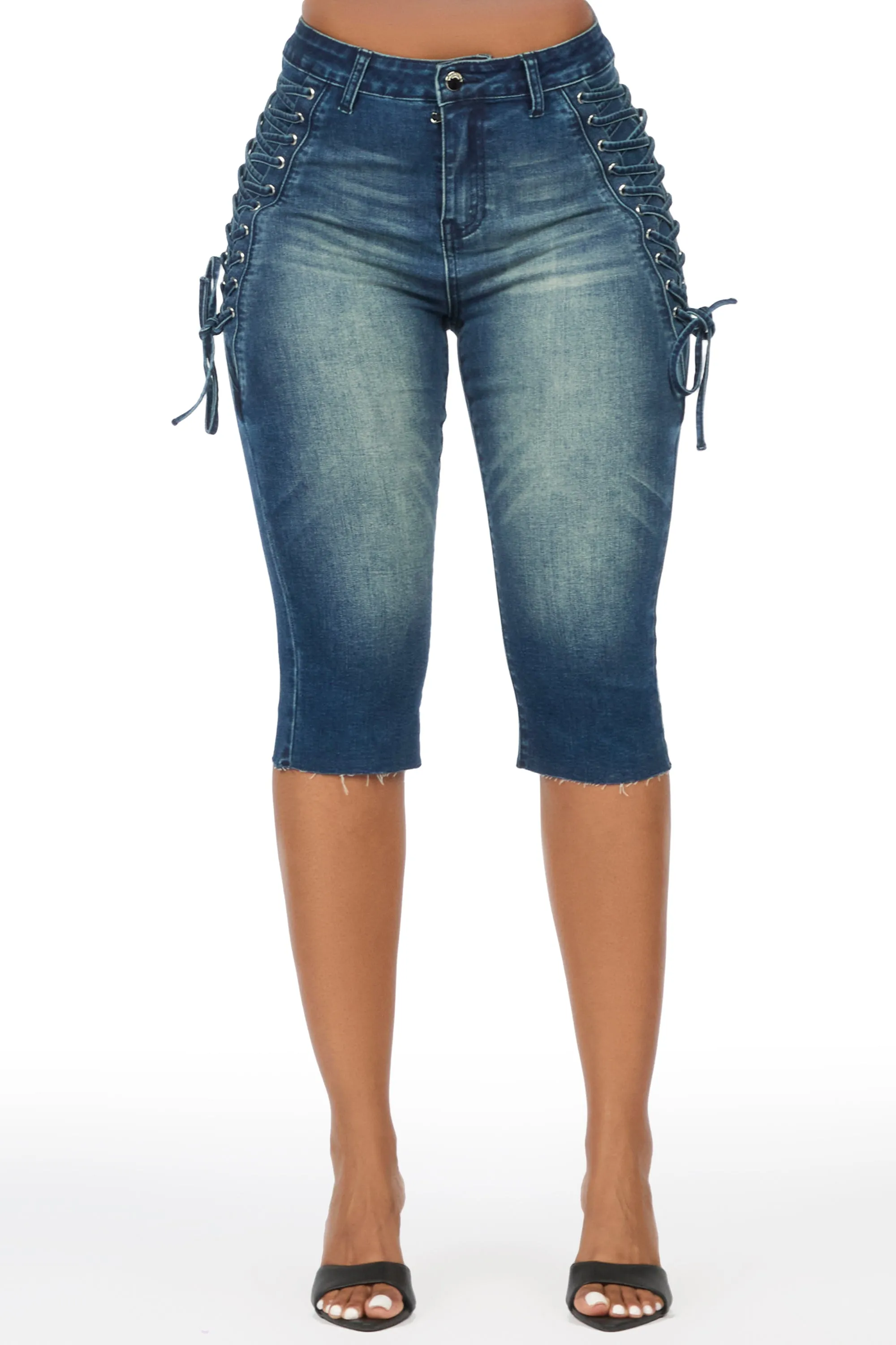 Brittani Tint Wash Denim Lace Up Capri sold by Rockstar Original product image thumbnail 2