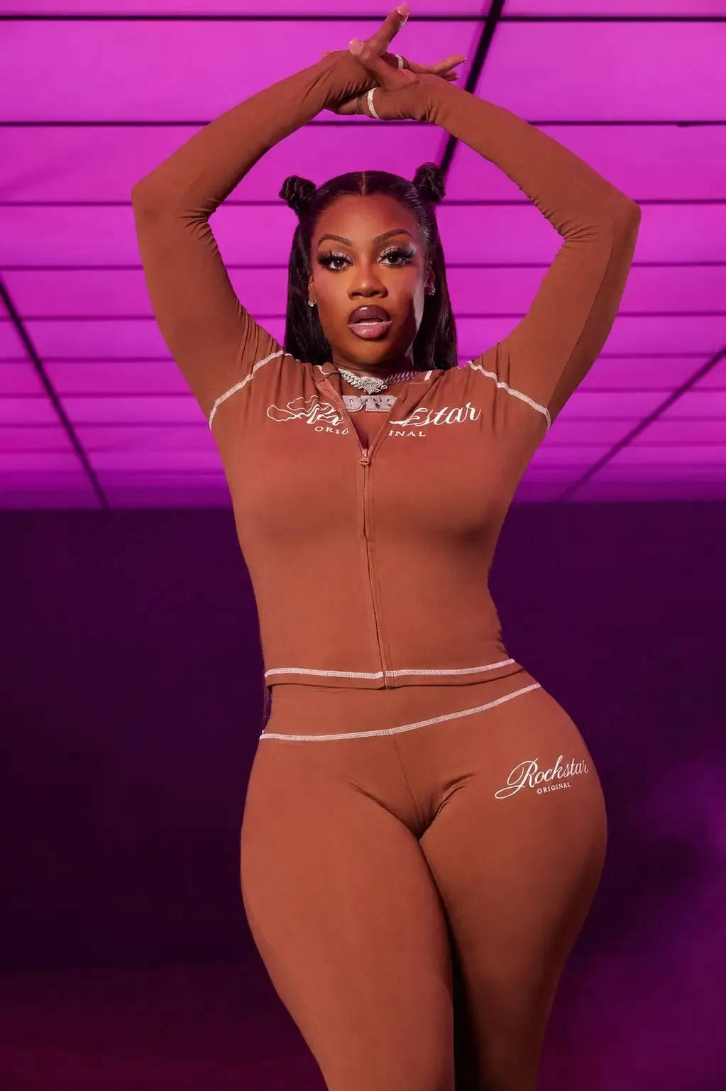 Arzena Brown Zip Up Lounge Track Set sold by Rockstar Original