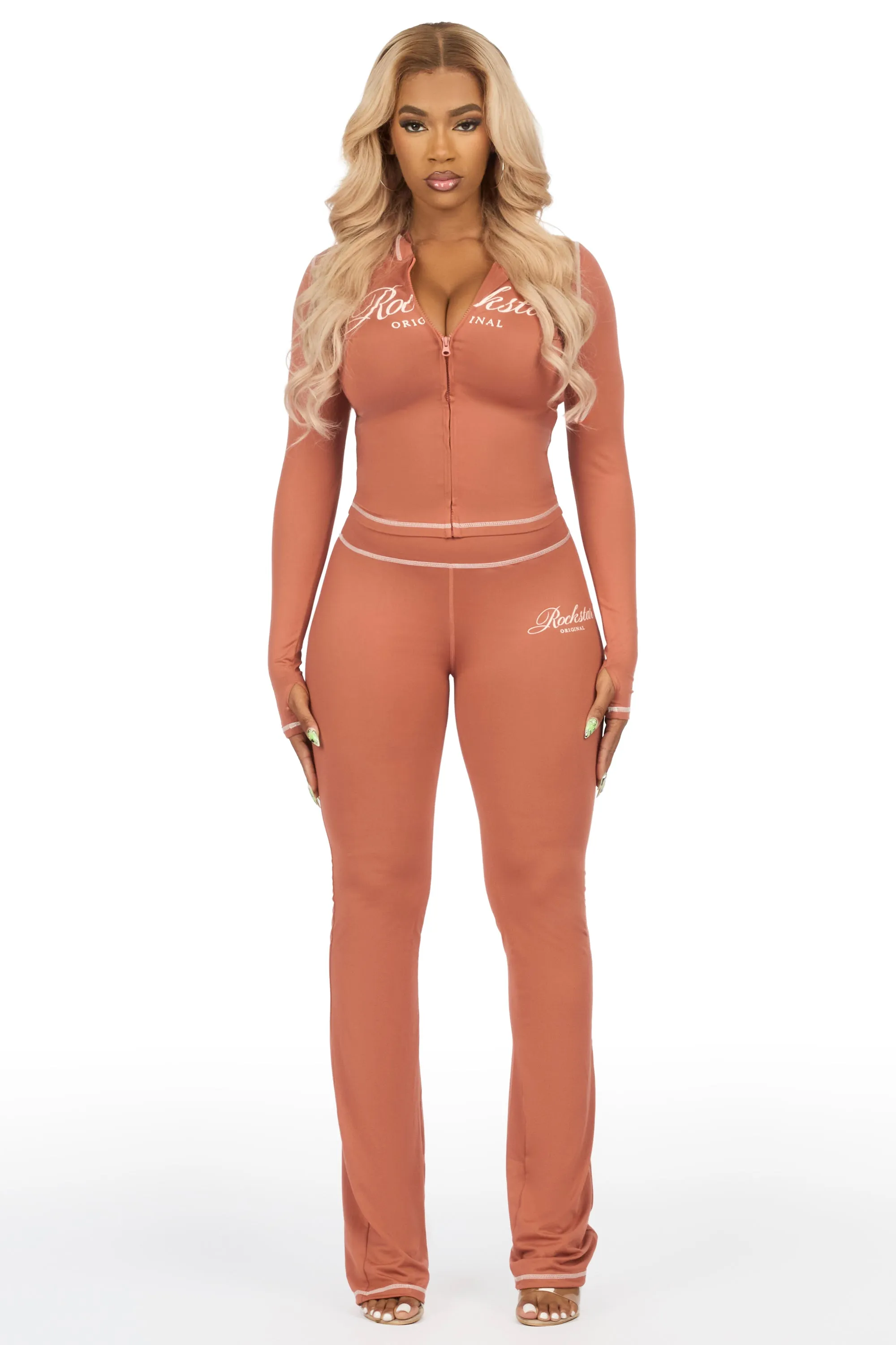 Arzena Brown Zip Up Lounge Track Set sold by Rockstar Original product image thumbnail 3