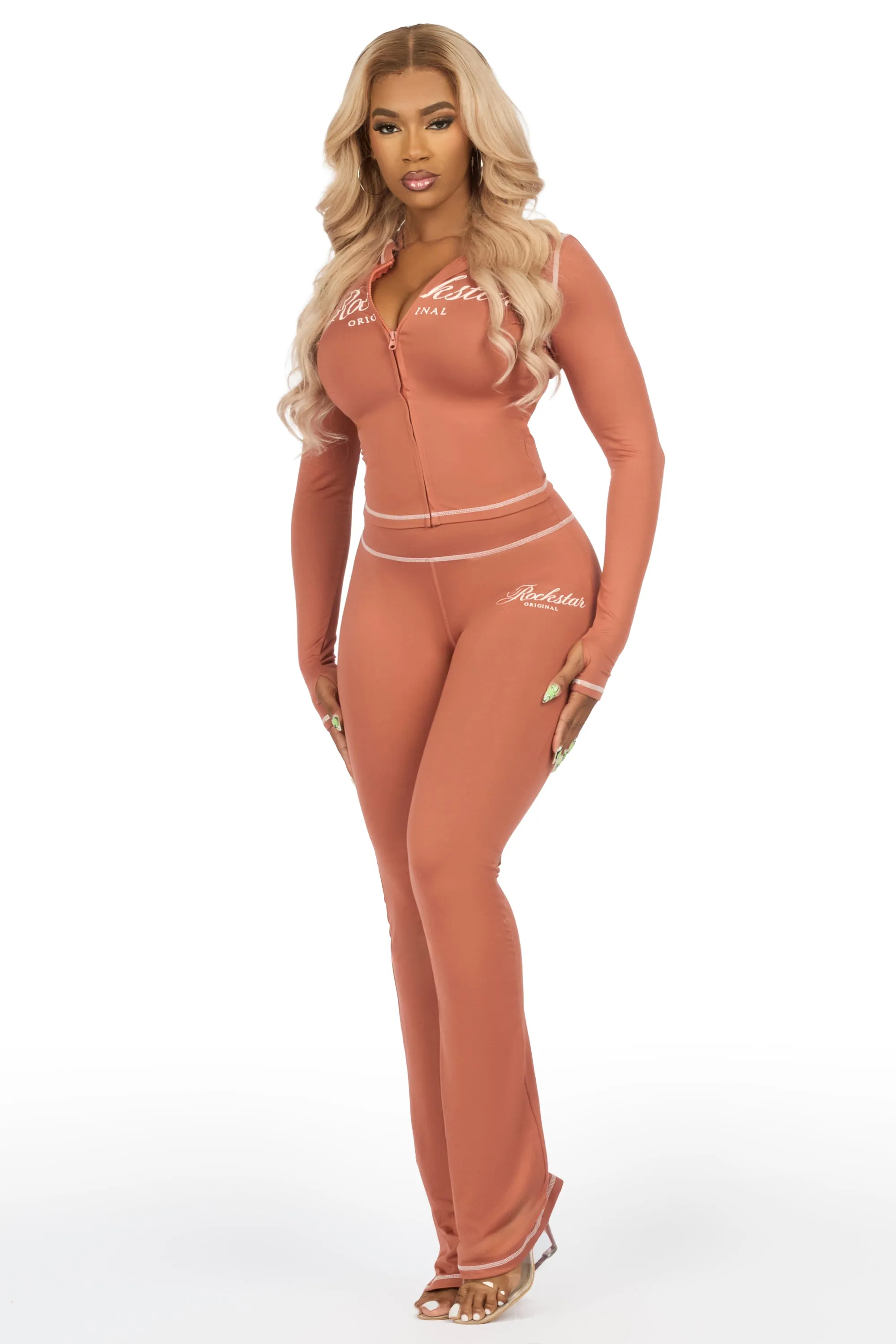 Arzena Brown Zip Up Lounge Track Set sold by Rockstar Original product image thumbnail 4
