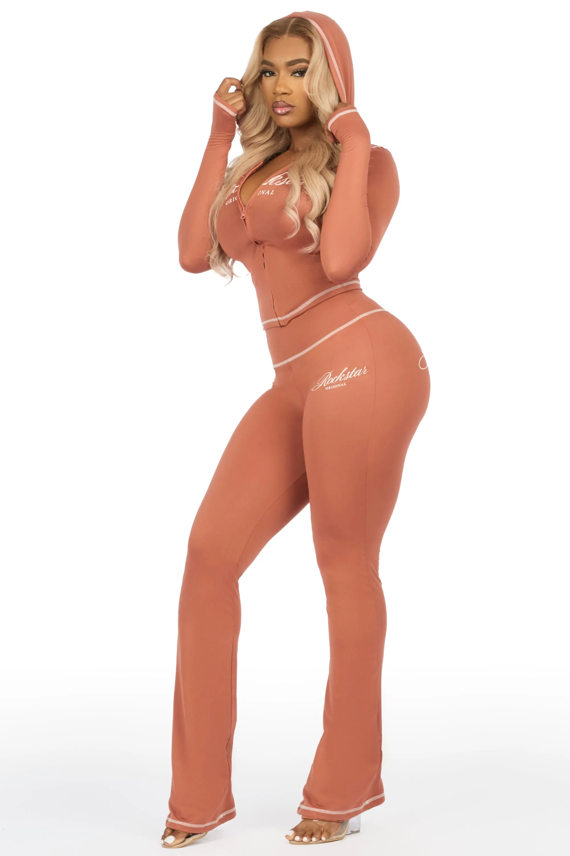 Arzena Brown Zip Up Lounge Track Set sold by Rockstar Original product image thumbnail 5