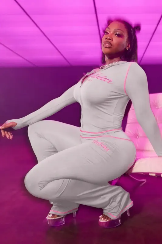 Arzena Grey/Pink Zip Up Lounge Track Set made by Rockstar Original