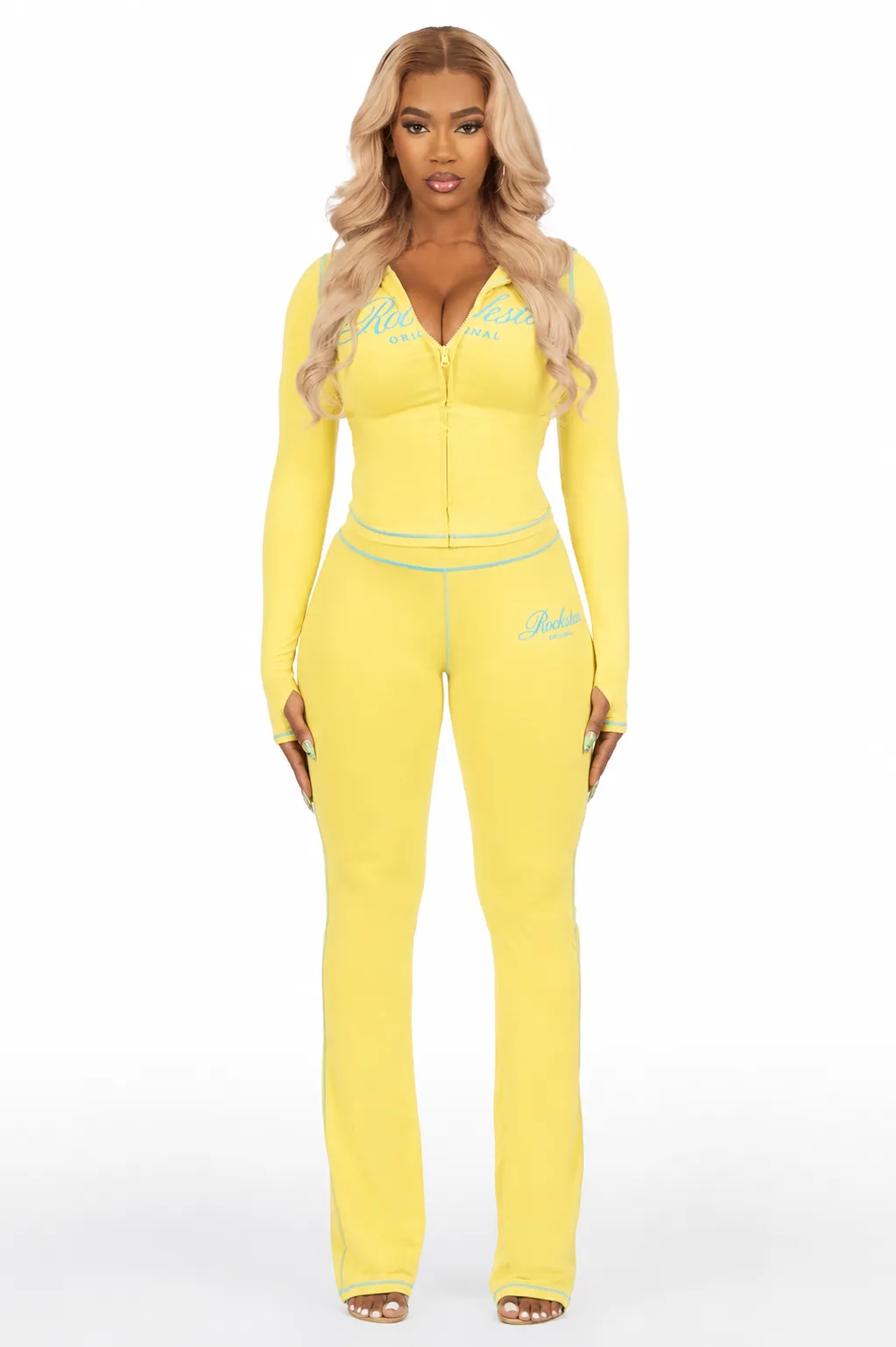 Arzena Yellow/Blue Zip Up Lounge Track Set sold by Rockstar Original product image thumbnail 2