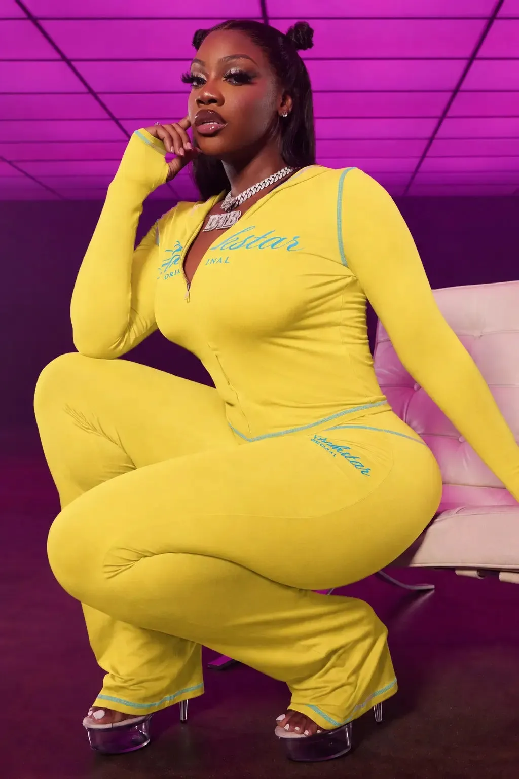 Arzena Yellow/Blue Zip Up Lounge Track Set sold by Rockstar Original