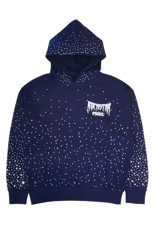 Twinkle Navy/White Rhinestone Hoodie made by Rockstar Original