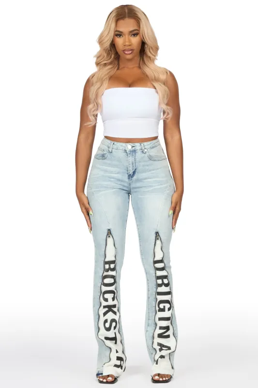 Debay Light Wash Stacked Flare Jean made by Rockstar Original
