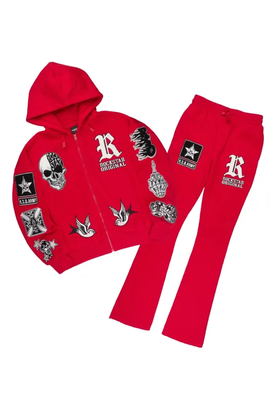 Vidar Red Zip Up Hoodie Stacked Track Set made by Rockstar Original