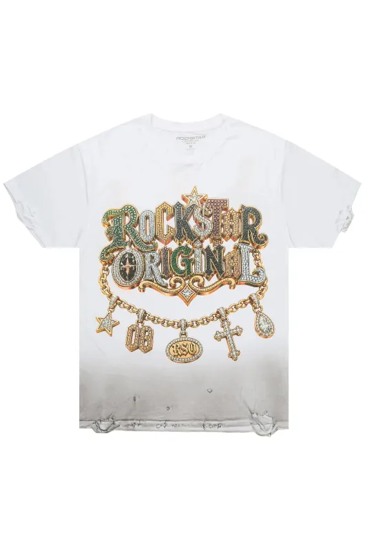 Pendant White Oversized Graphic T-Shirt made by Rockstar Original
