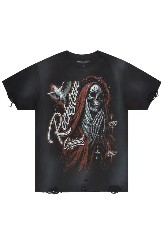 Sangrosary Black Oversized Graphic T-Shirt made by Rockstar Original