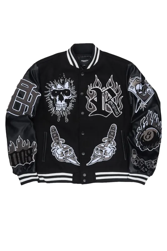 Clarke Black/Black Varsity Jacket made by Rockstar Original