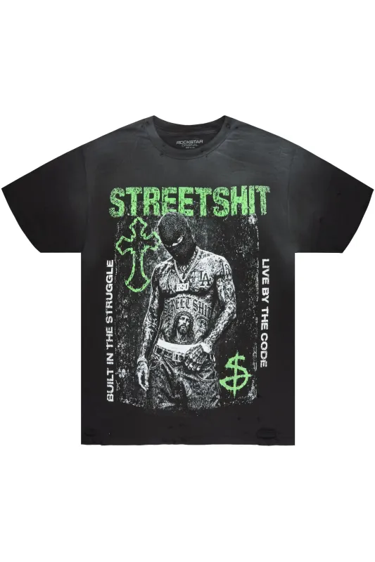 Kace Black Oversized Graphic T-Shirt made by Rockstar Original