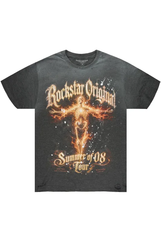 Buzzle Charcoal Oversized Graphic T-Shirt made by Rockstar Original