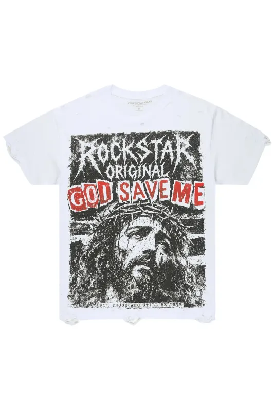 Cassian White Oversized Graphic T-Shirt made by Rockstar Original
