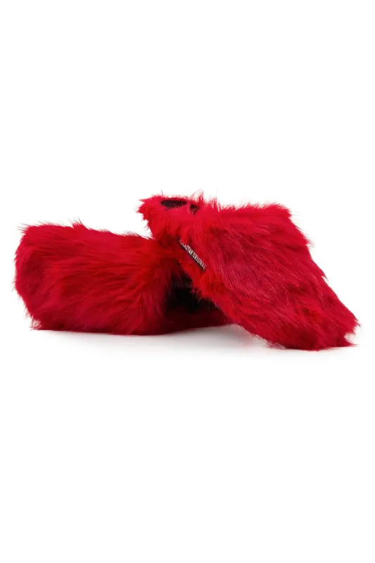 Mens Lanuga Red Fur Mule made by Rockstar Original