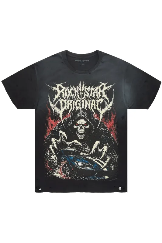 Omere Black Oversized Graphic T-Shirt made by Rockstar Original