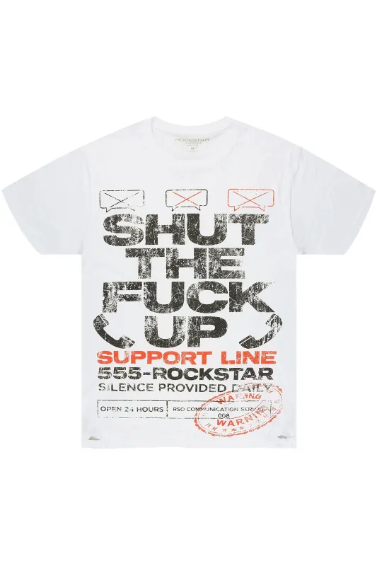 Emrys White Oversized Graphic T-Shirt made by Rockstar Original