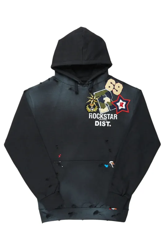 Acton Black Patchwork Graphic Hoodie sold by Rockstar Original