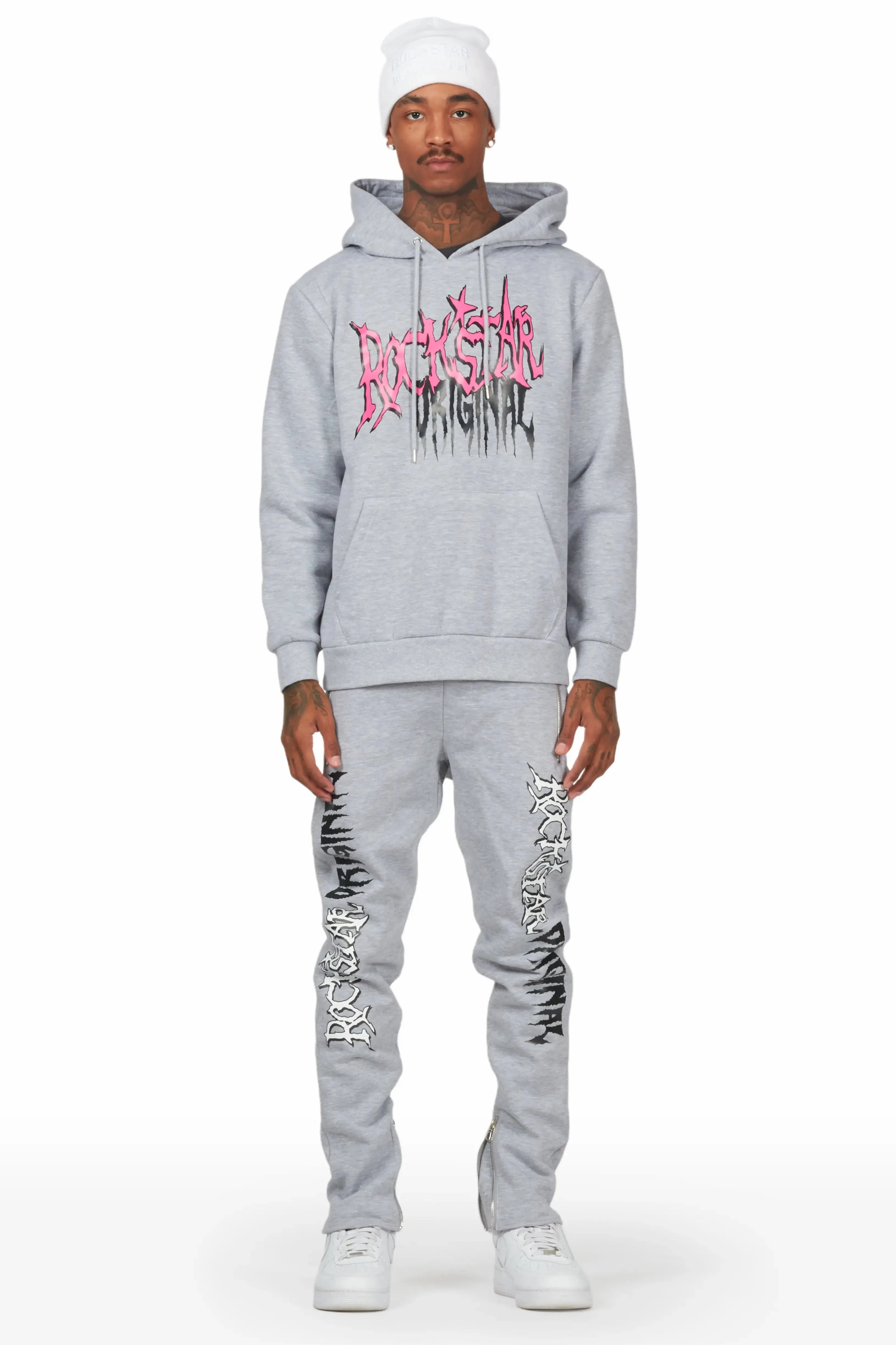 Hawkey Heather Grey Hoodie Slim Fit Track Set sold by Rockstar Original