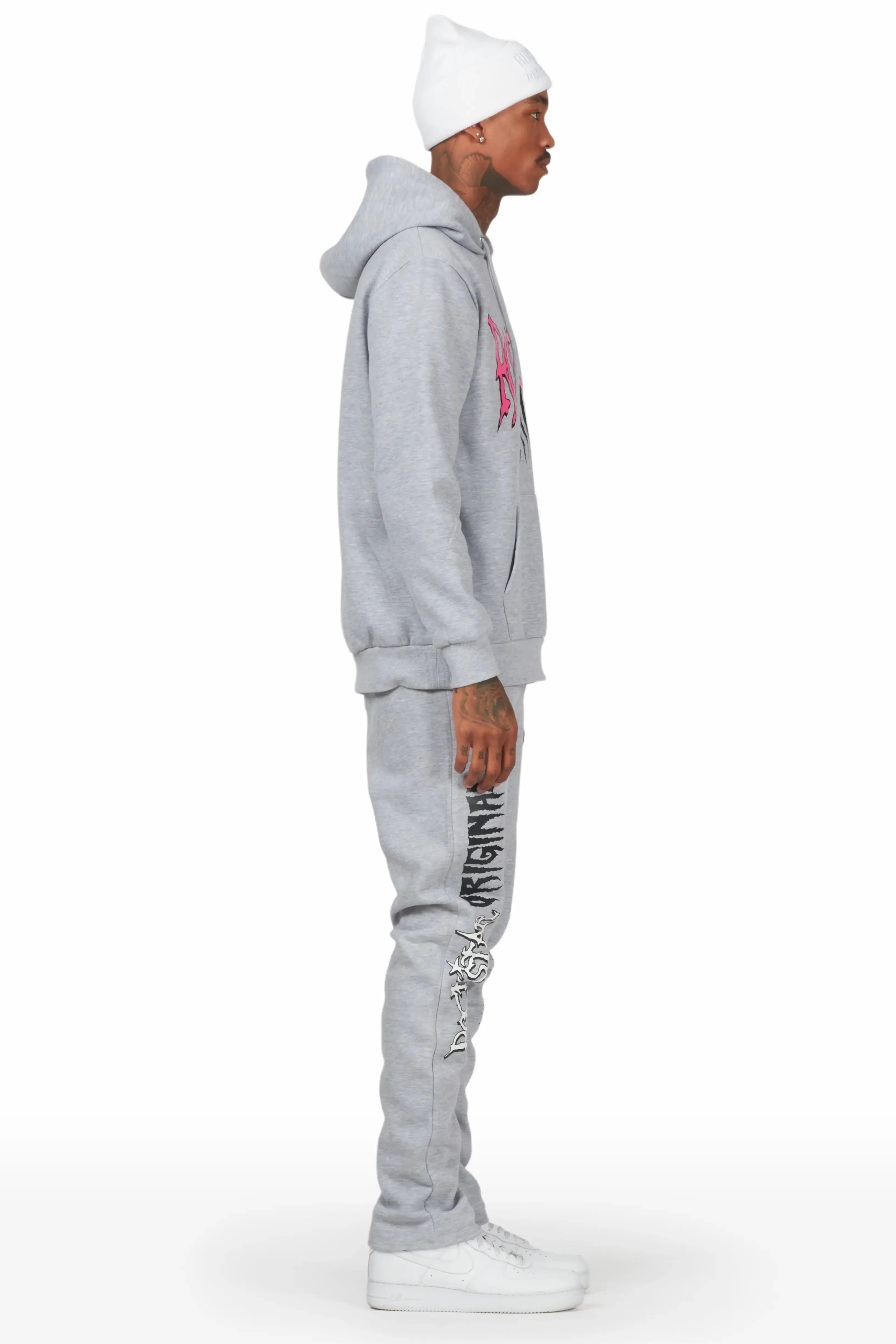 Hawkey Heather Grey Hoodie Slim Fit Track Set sold by Rockstar Original product image thumbnail 3