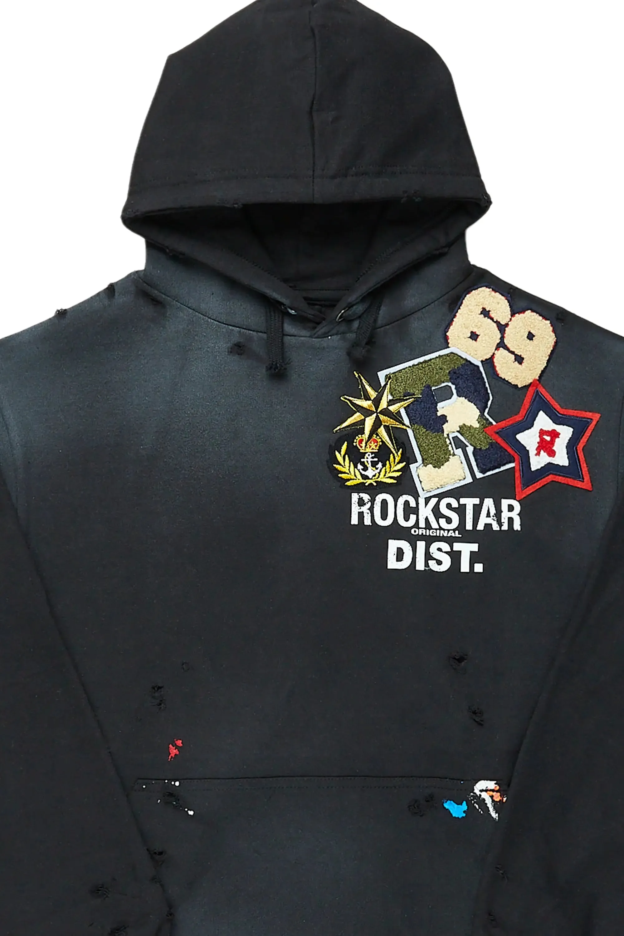 Acton Black Patchwork Graphic Hoodie sold by Rockstar Original product image thumbnail 3