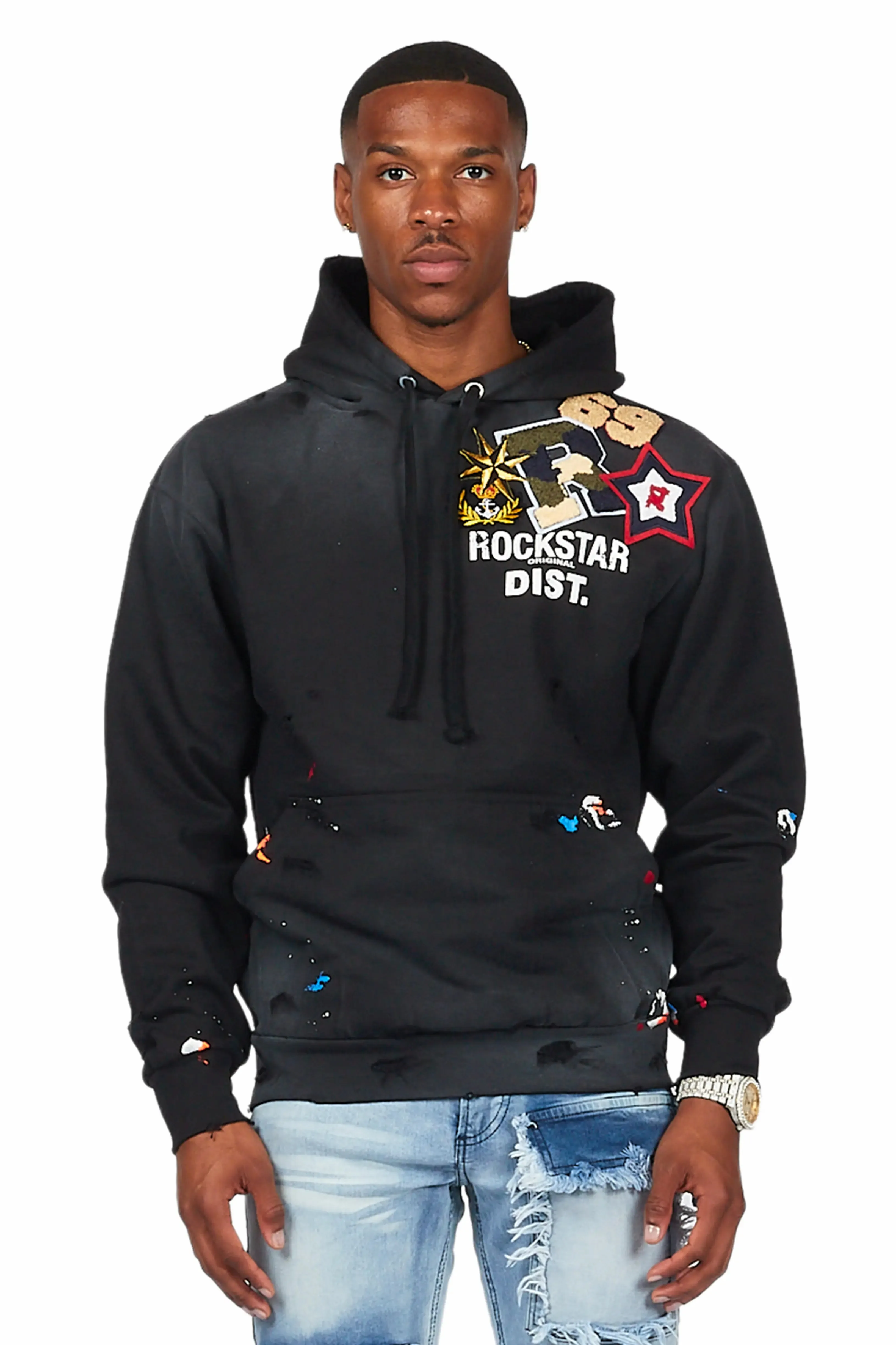 Acton Black Patchwork Graphic Hoodie sold by Rockstar Original product image thumbnail 2